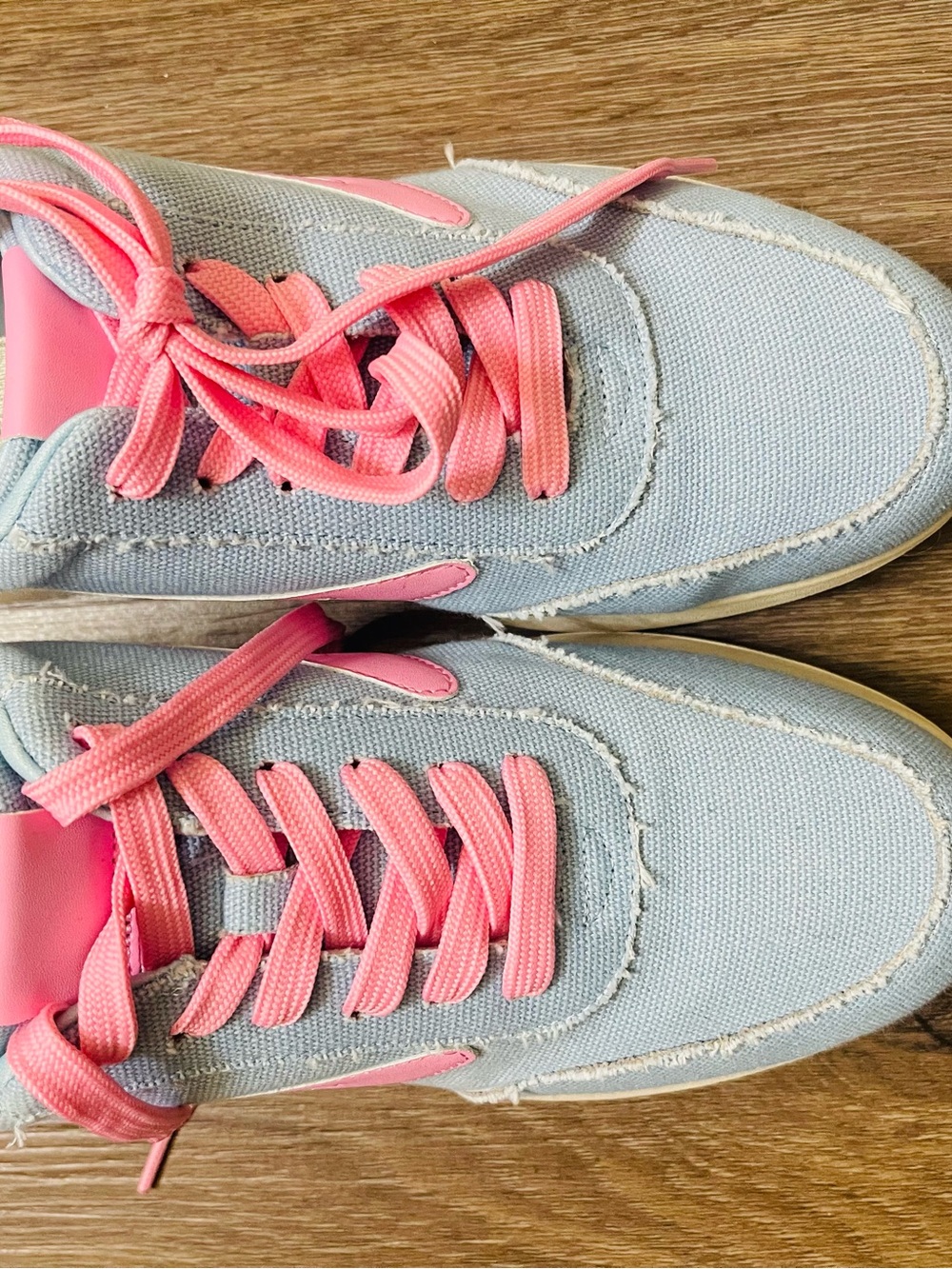 Dolce Vita Light Blue Canvas Sneakers with Pink Accents